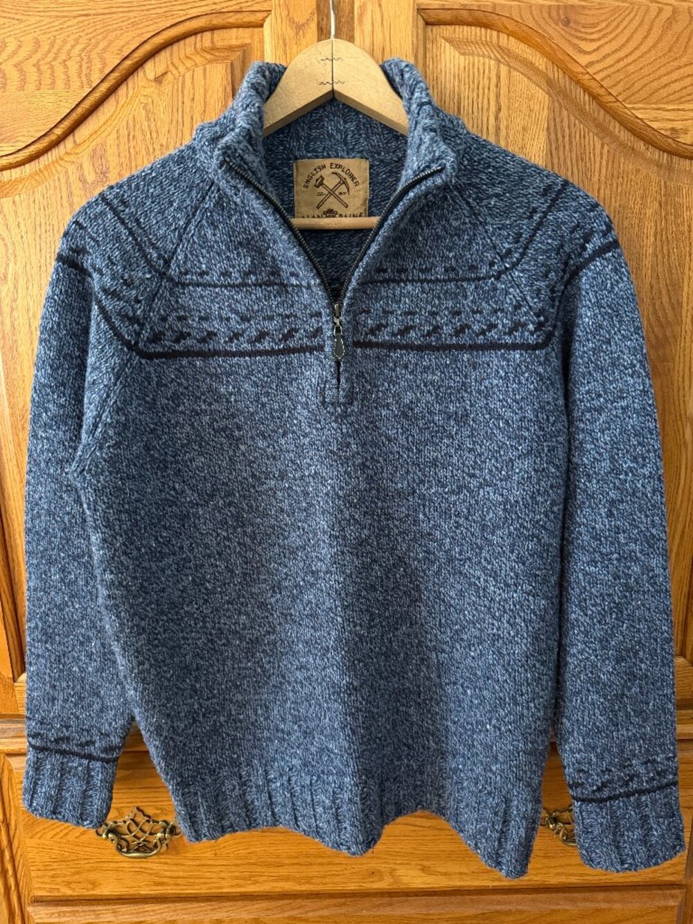 Alan Paine English Explorer Holmston Quarter-Zip Fair Isle Wool Sweater EUR 50